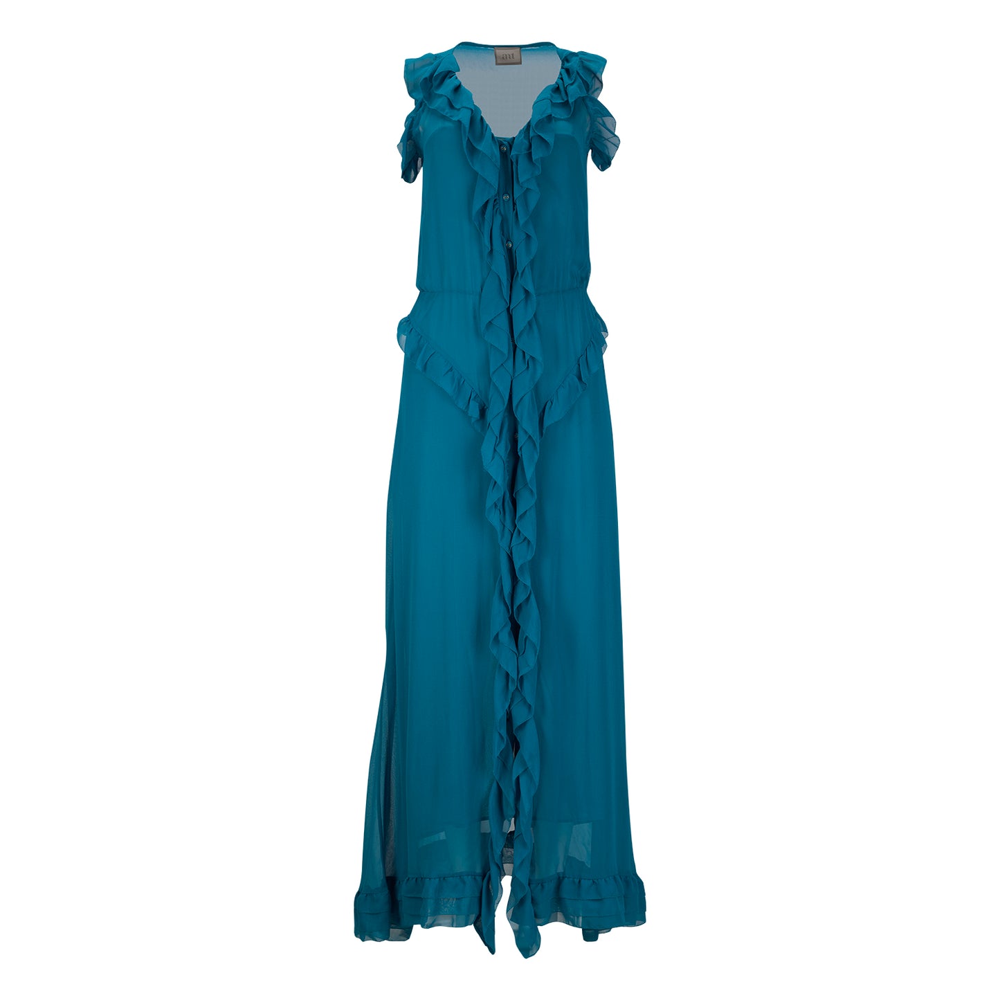 Ruffled Silk Chiffon Maxi Dress