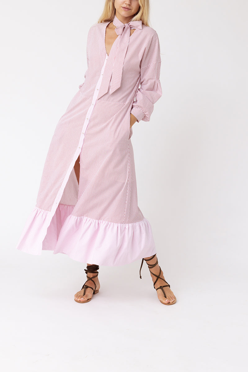 Balloon Sleeves Cotton Dress