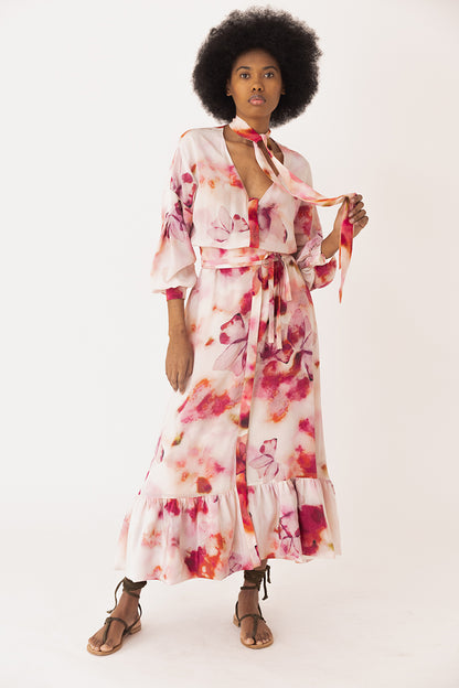 Floral Silk Midi Dress