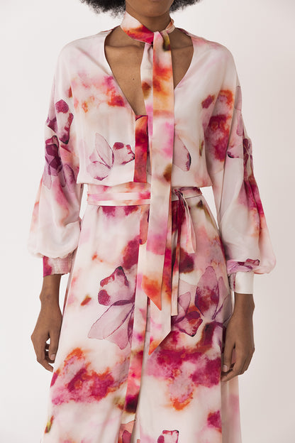 Floral Silk Midi Dress