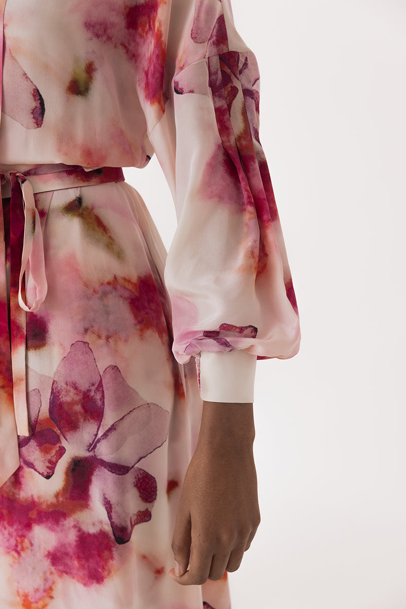 Floral Silk Midi Dress