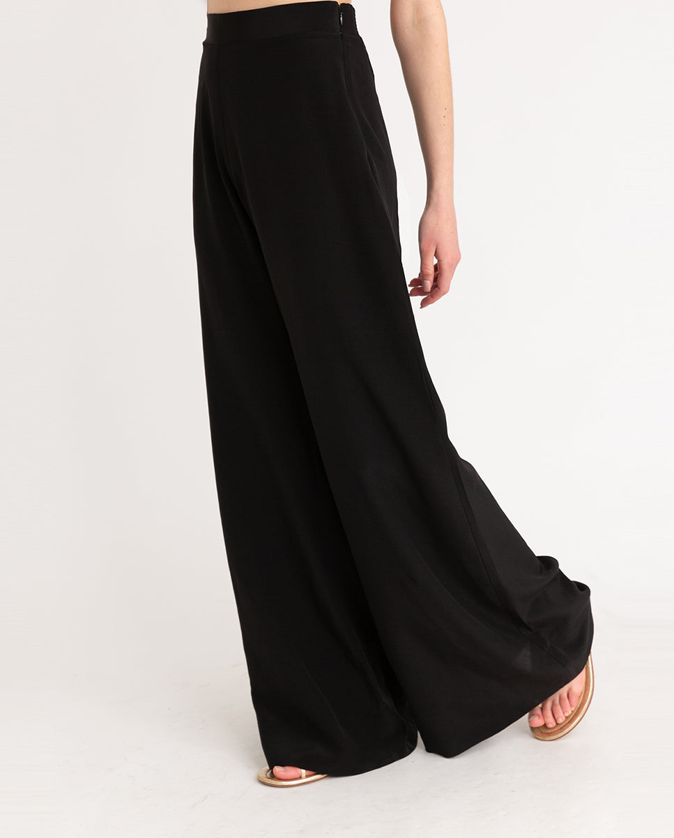 Silk Crepe Black Pants