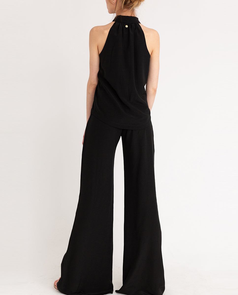 Silk Crepe Black Pants