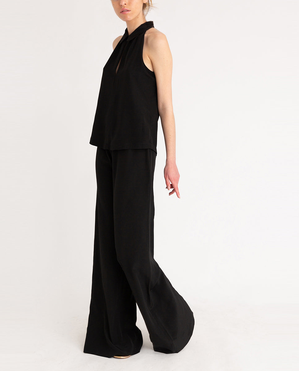 Silk Crepe Black Pants