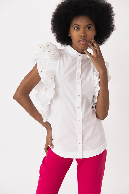 Eyelet Ruffled Shirt