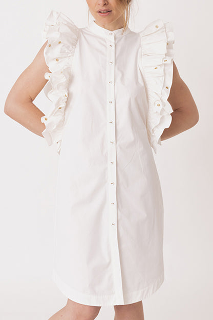 Eyelet Ruffled Shirt Dress