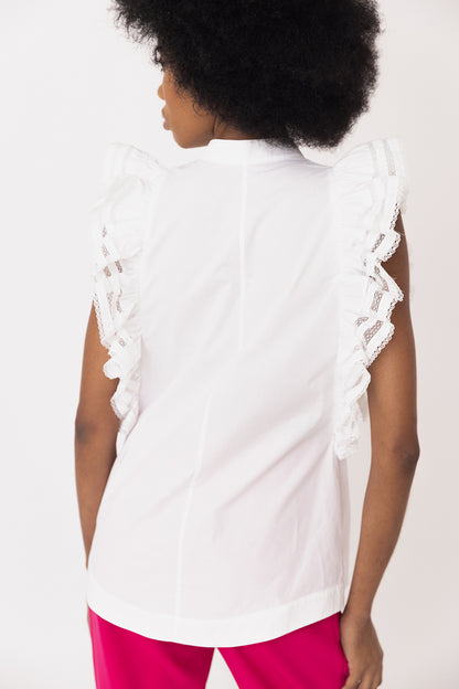 Lace Ruffled Sleeve Shirt