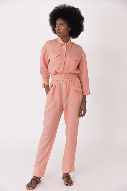 Linen Jumpsuit Peach