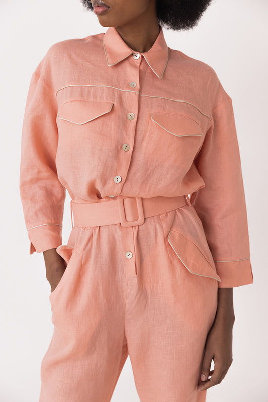 Linen Jumpsuit Peach