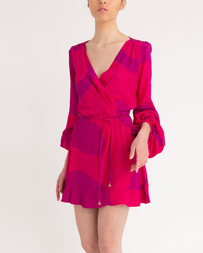 Pink Wrap Mini Dress