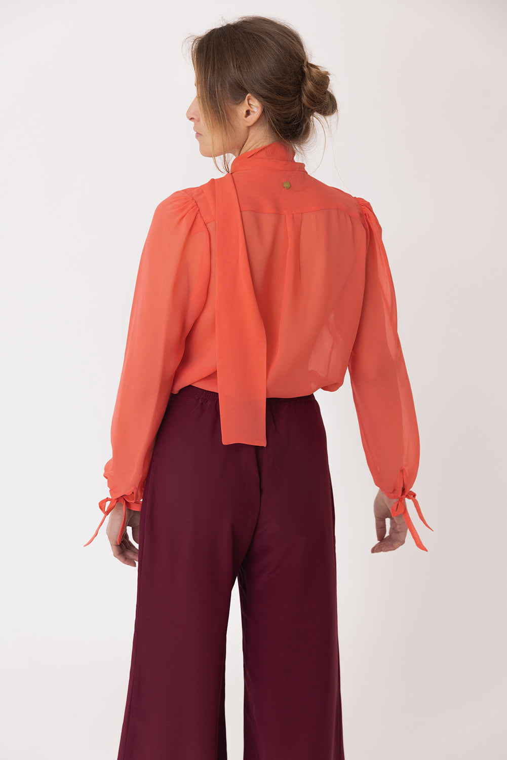 Blusa Chiffon Coral com Babados