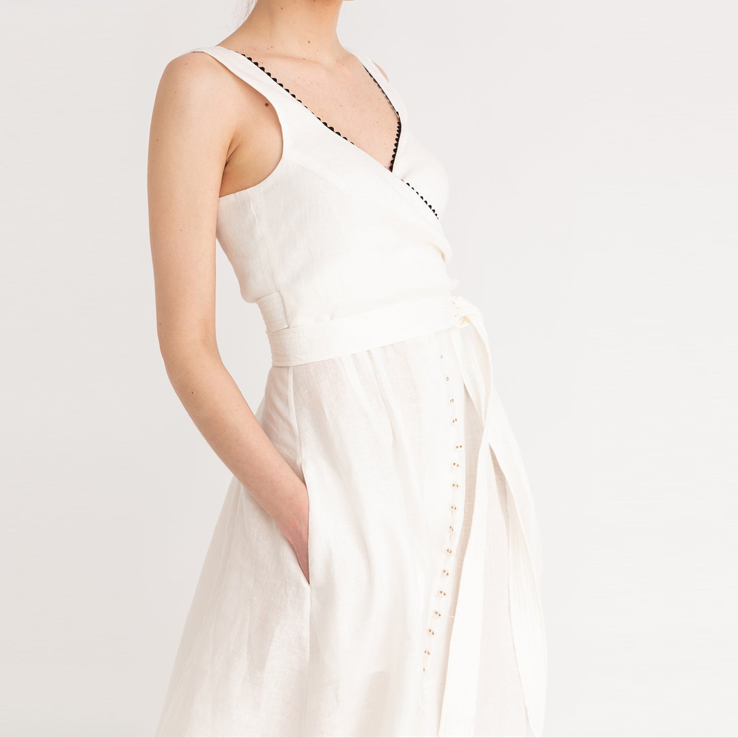 Wrap Linen Midi Dress