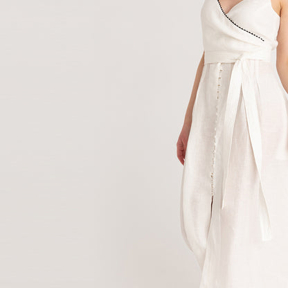 Wrap Linen Midi Dress