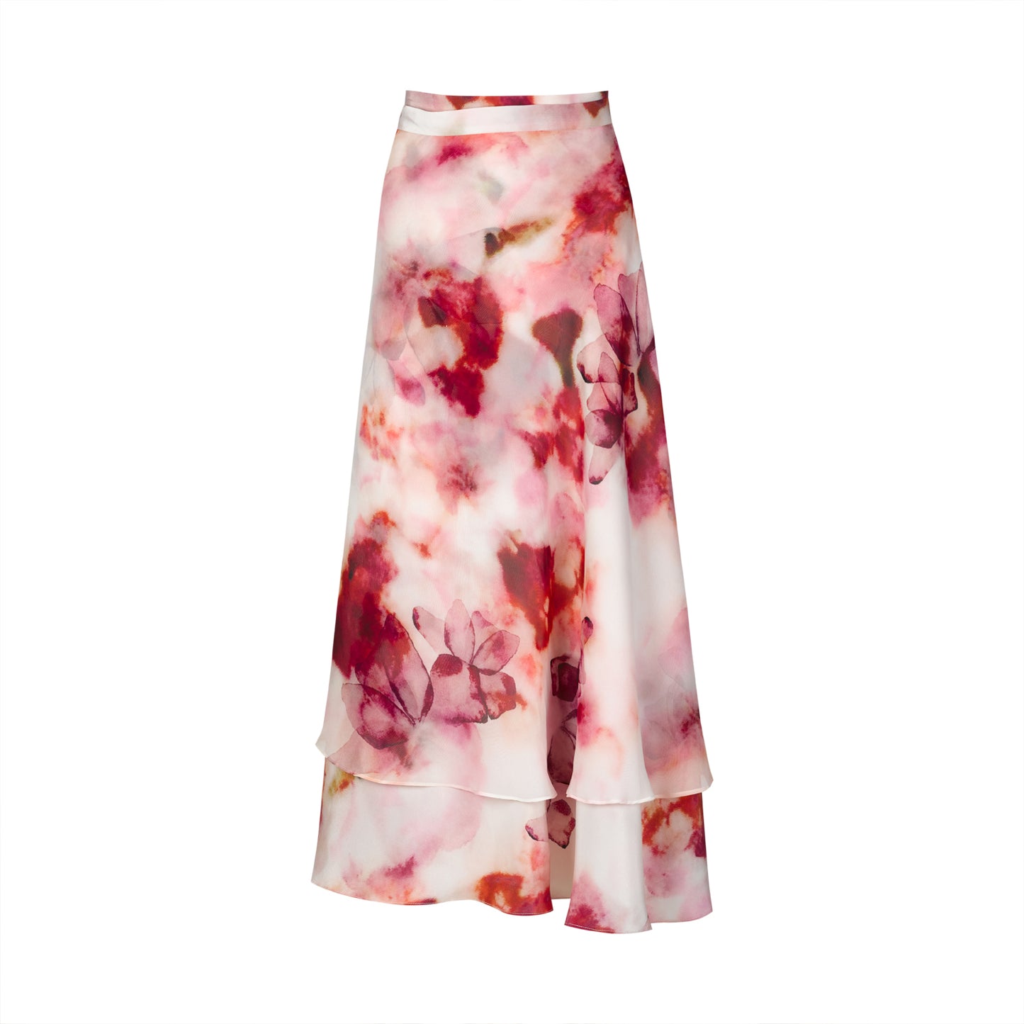 Floral Wrap Silk Skirt