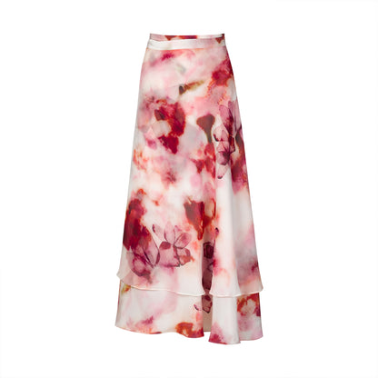 Floral Wrap Silk Skirt