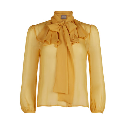 Ruffled Silk-Chiffon Blouse