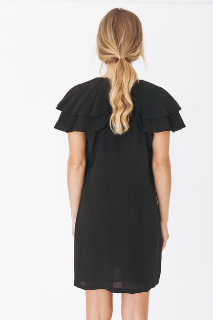 Ruffled Black Mini Dress