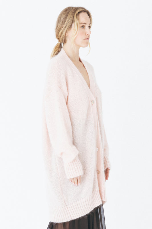 Oversized Rose Mohair-Blend Cardigan