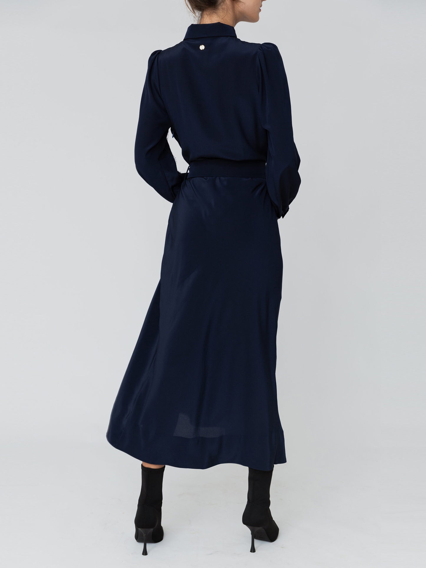 Gathering Pleated Midi Dress