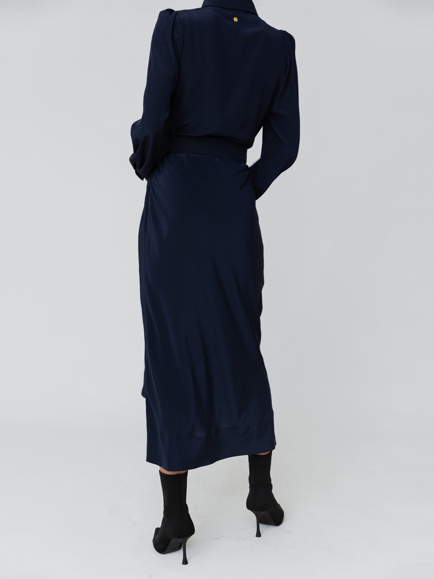 Gathering Pleated Midi Dress