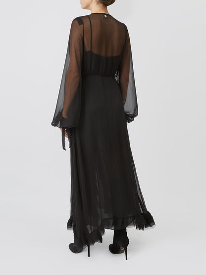 Vestido longo preto transparente