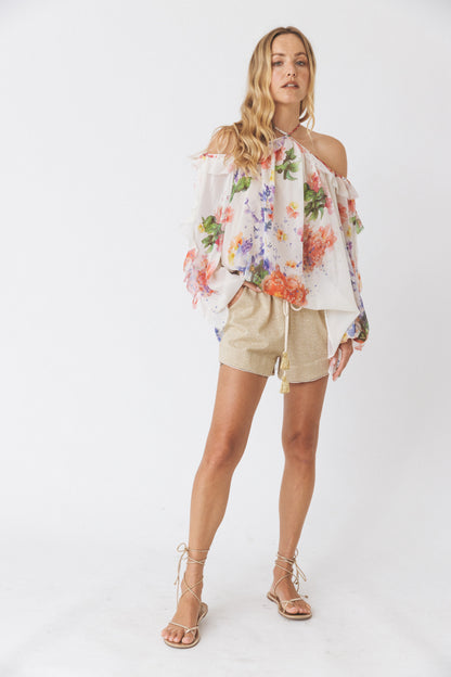 Blusa Floral Ombro Frio