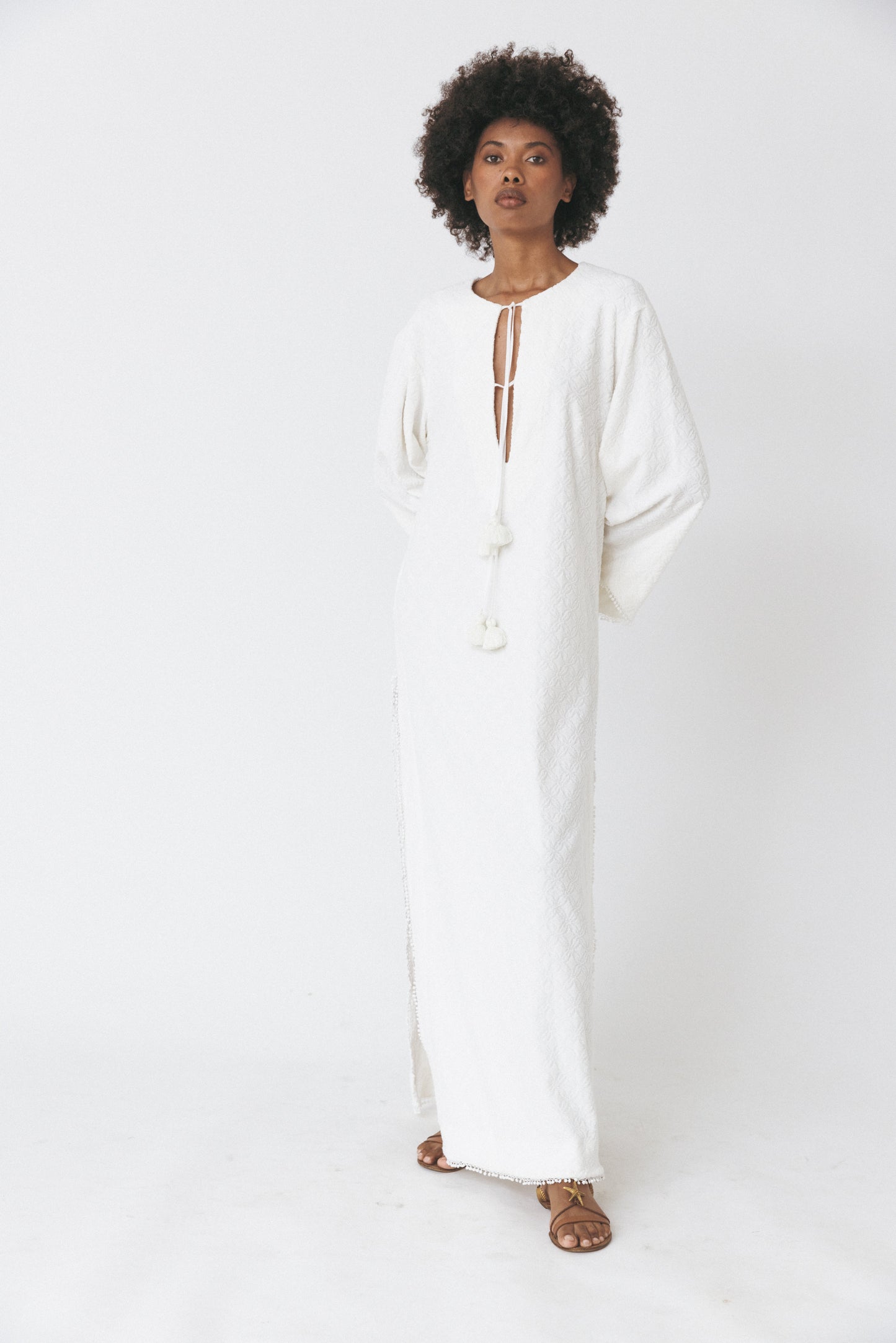 Kaftan Algodão Terry Jacquard