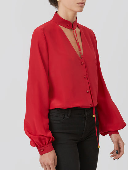 V-Neckline Silk Blouse