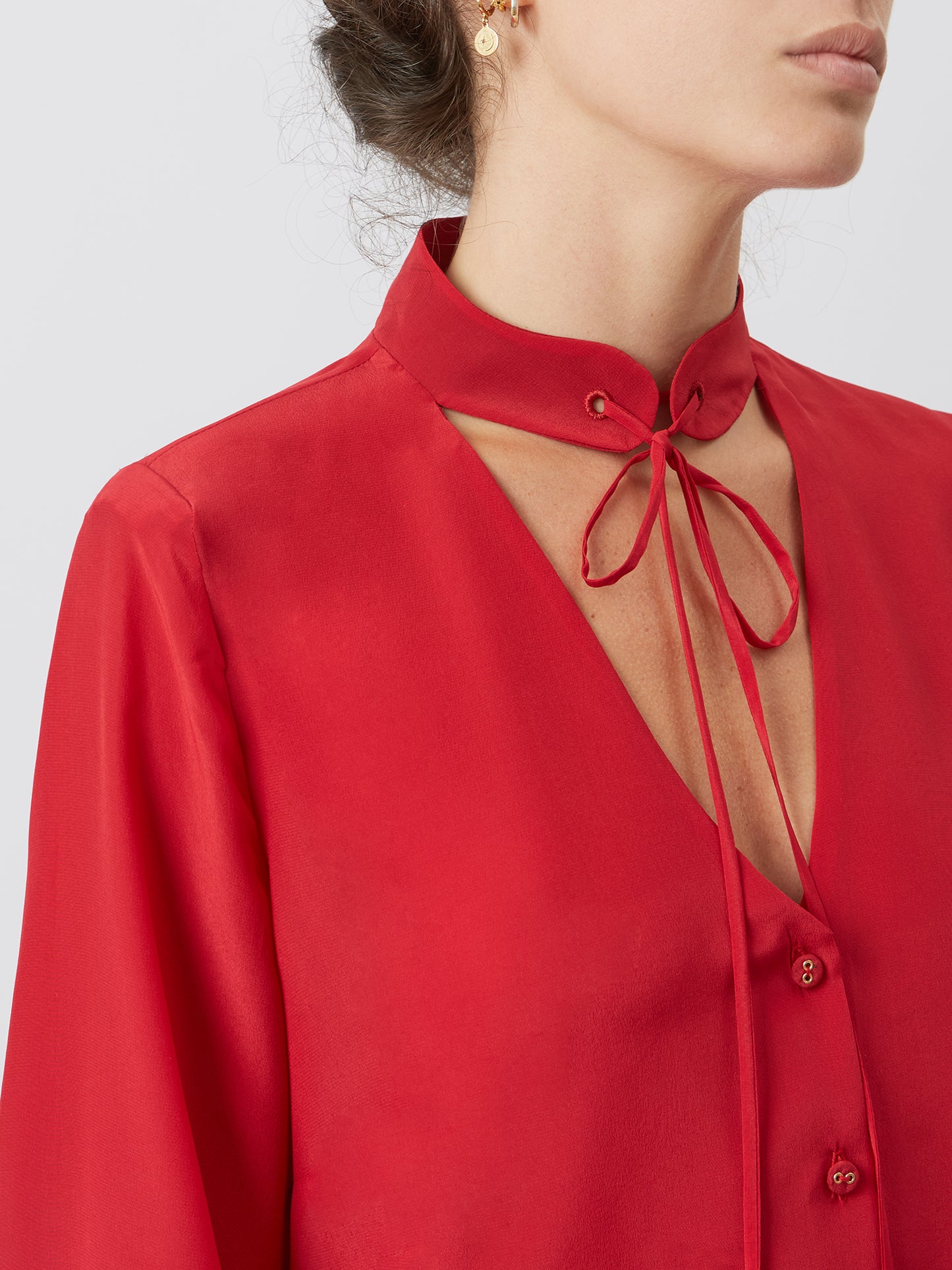 V-Neckline Silk Blouse