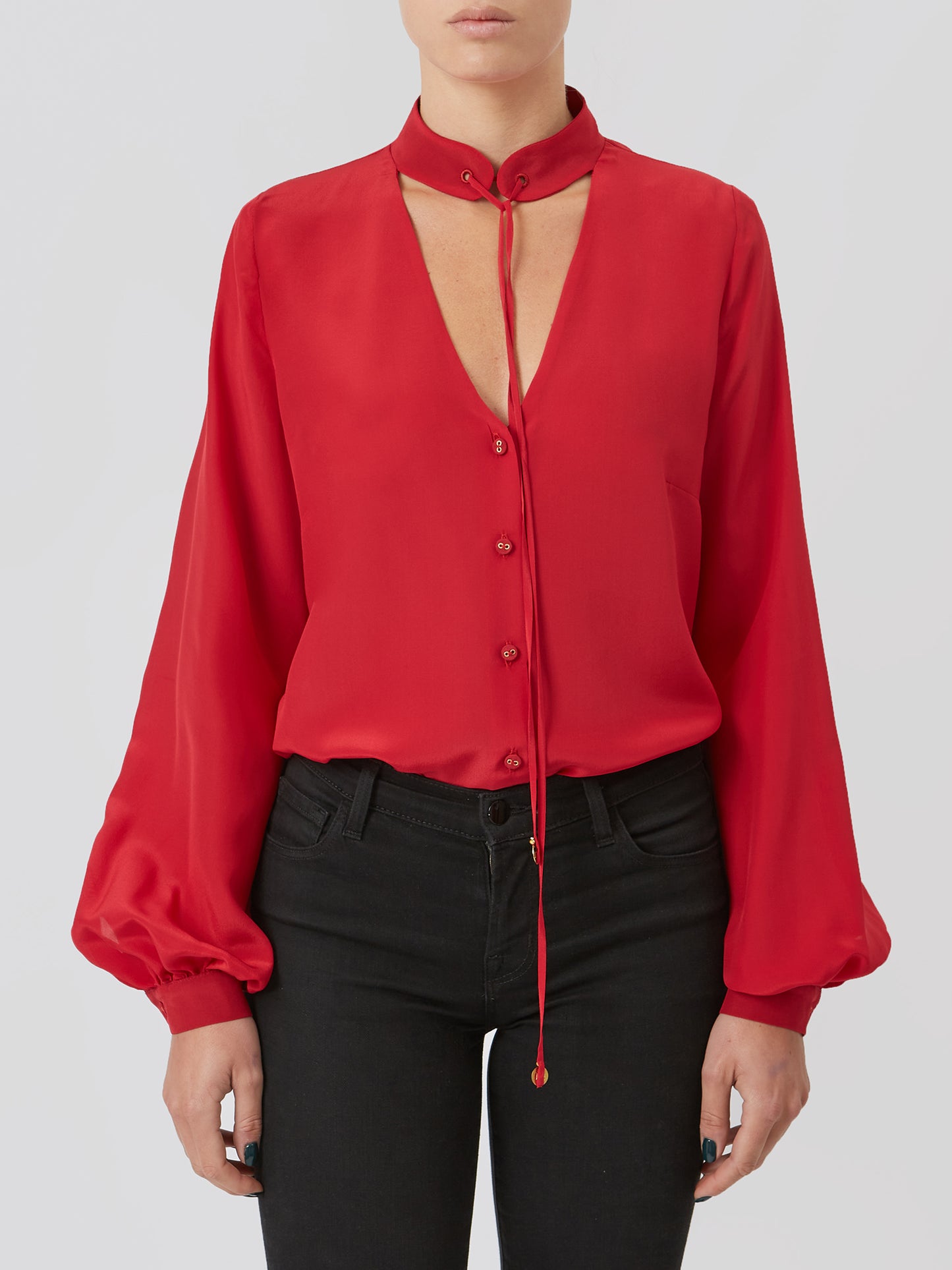 V-Neckline Silk Blouse