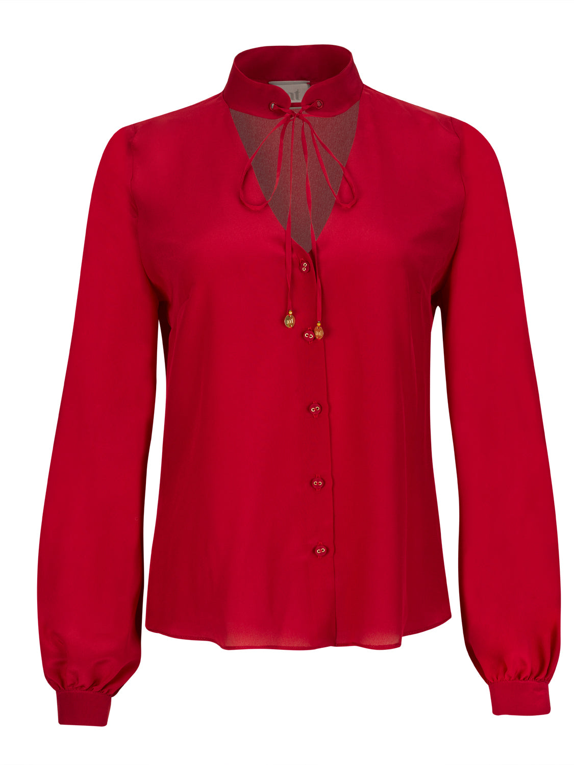 Blusa de seda com decote em V