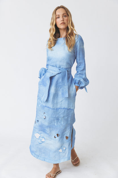 Tie-dye Linen Midi Dress