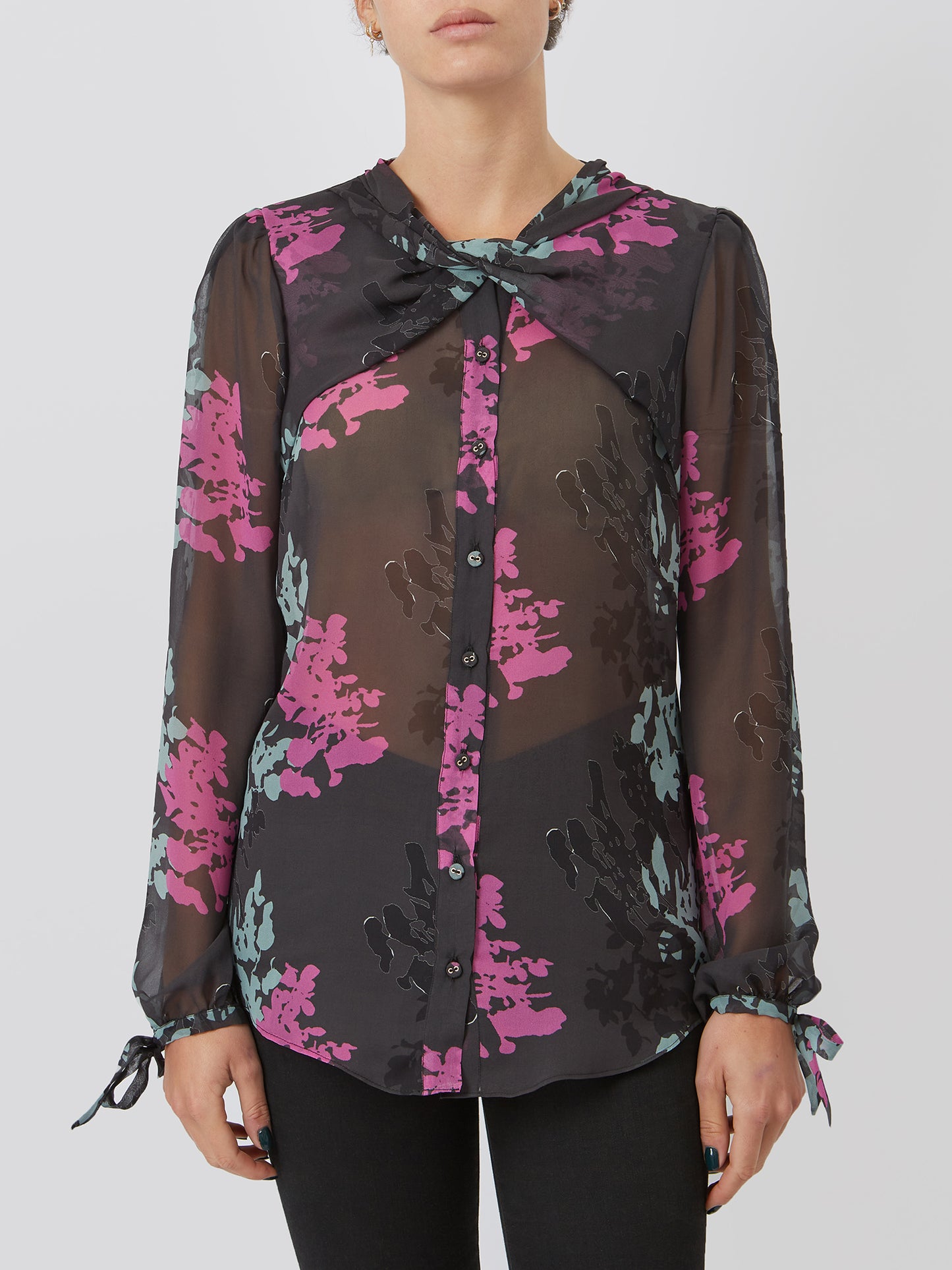 Twist-Front Georgette Blouse