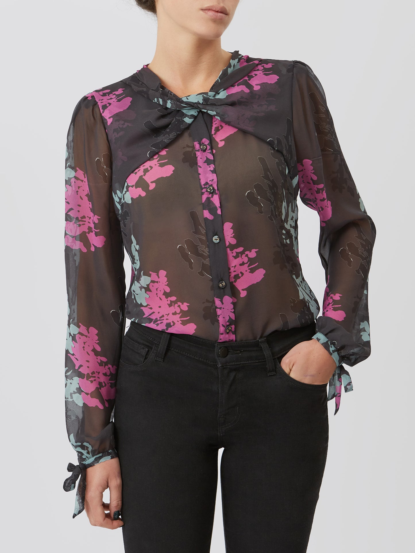 Twist-Front Georgette Blouse