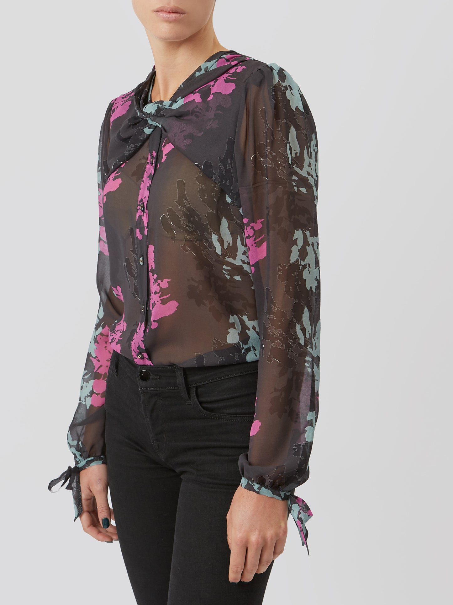 Twist-Front Georgette Blouse