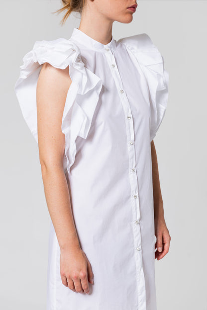 Ruffled Sleeve Shirt Dress