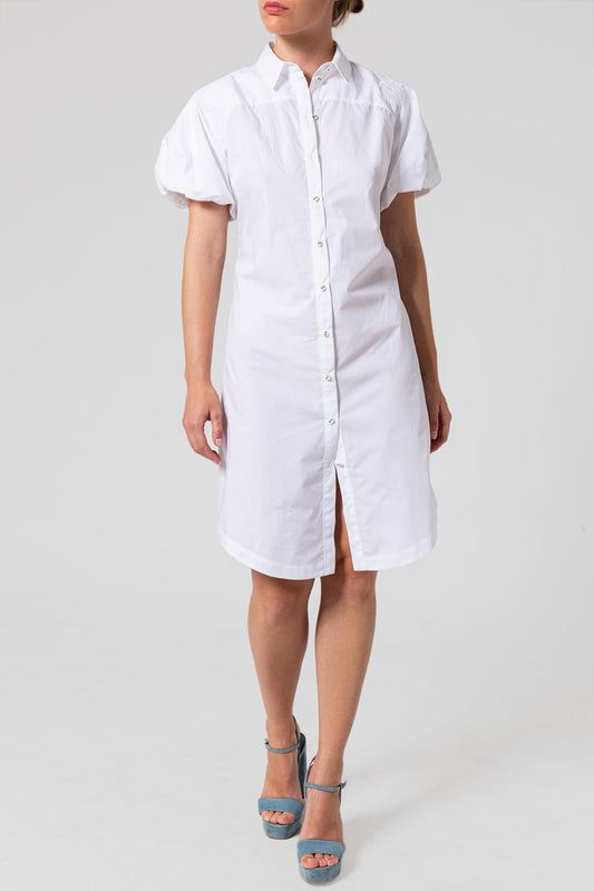 Ballon Sleeve Shirt Dress