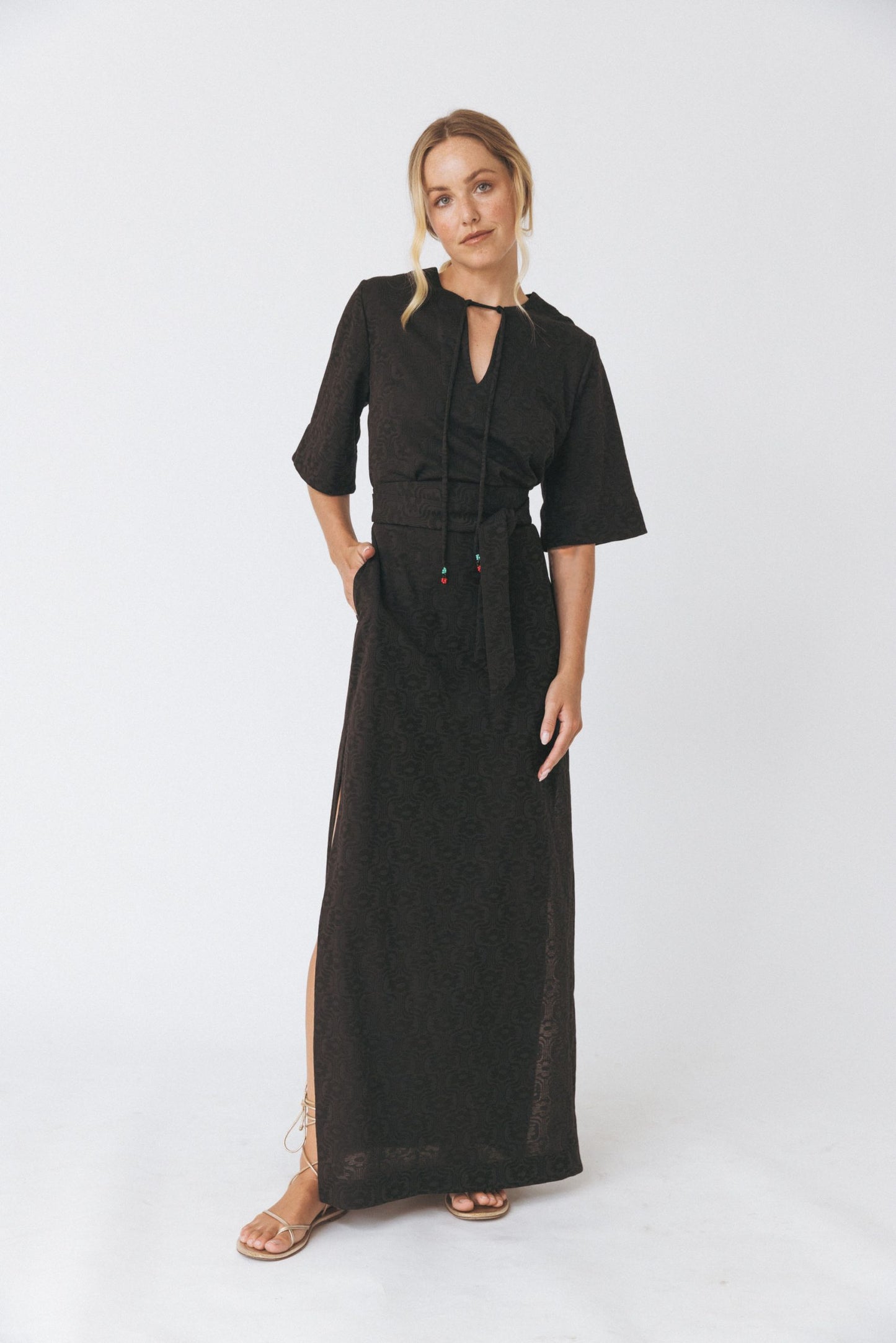 Jacquard-Knit Midi Dress