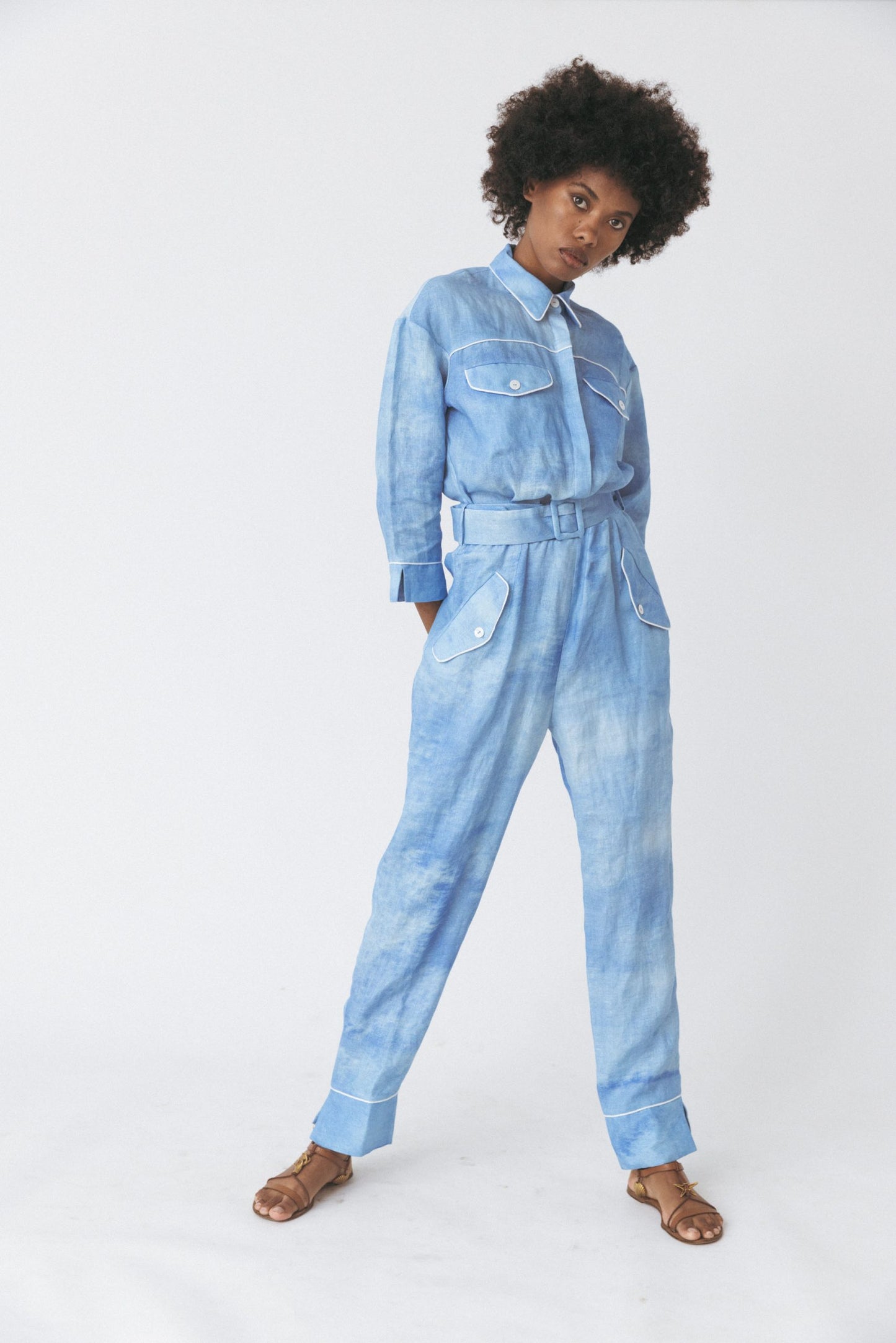 Linen Jumpsuit Blue