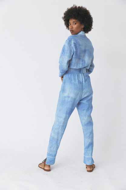 Linen Jumpsuit Blue