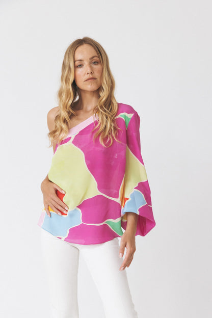 One-Shoulder Bright Blouse