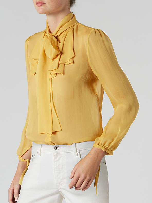 Ruffled Silk-Chiffon Blouse