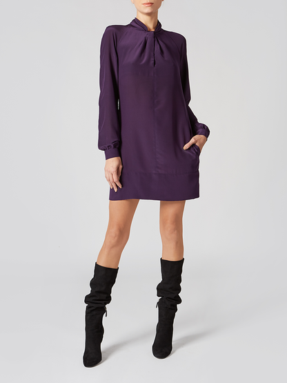 Twist-Front  Silk Mini Dress