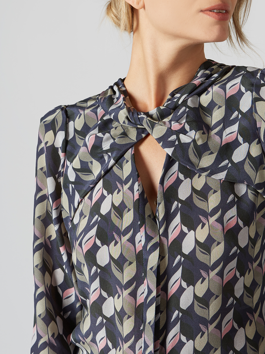 Twist-Front Silk Blouse